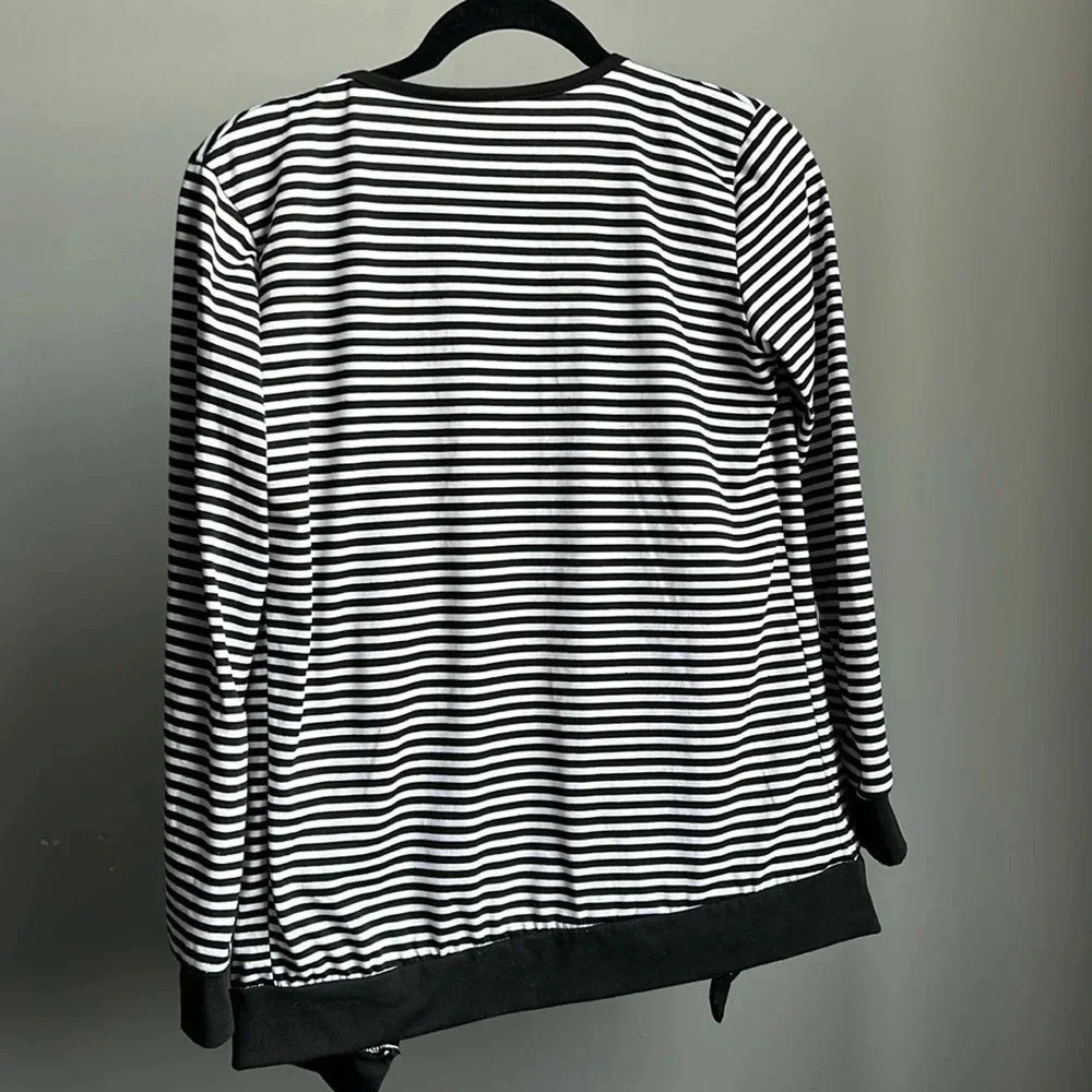 Black & White Striped Cardigan | Open Cardigan | Striped Cardigan | Stripes - Picture 5 of 5
